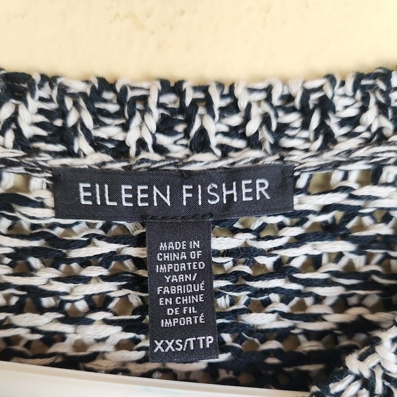 Eileen Fisher womens black Organic Cotton sweater size XXS boxy lounge oversize - Picture 3 of 6